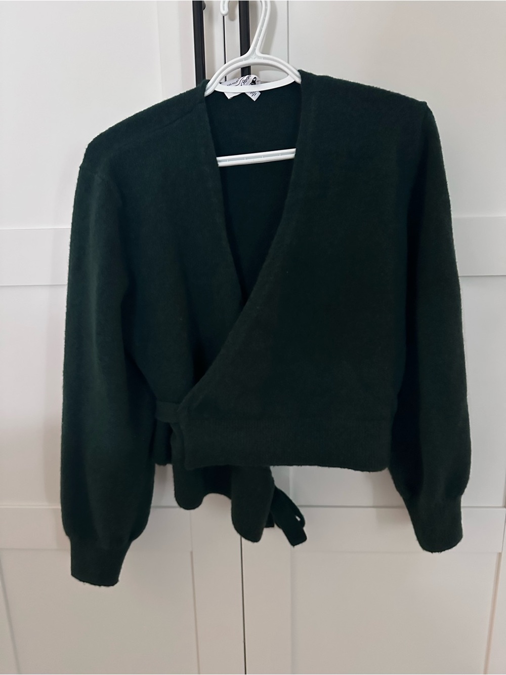 & Other Stories Dark Forest Green Wrap V-Neck Sweater